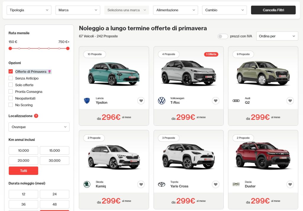 offerte di primavera noleggio lungo termine